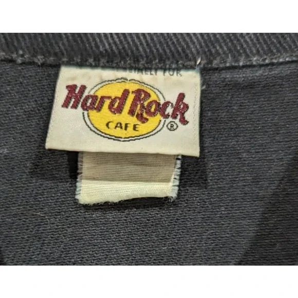 Hard Rock Cafe Makati Philippines Black Denim Button Up Jacket Unisex Vintage
